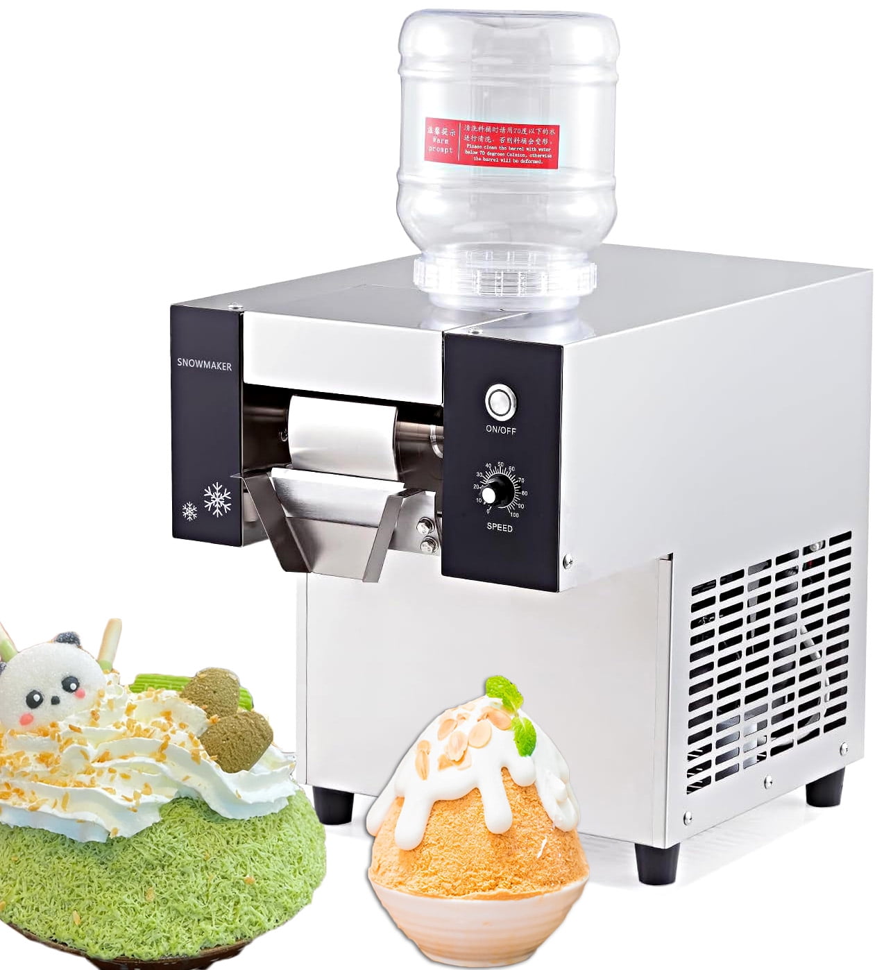 Mvckyi 176LBS/24H Snowflake Ice Machine, Korean Shaved Ice Machine, Commercial Ice Shaver Machine, Electric Snow Cone Machine Snow Ice Machine Maker, Stainless Steel for Bar Ice Cream Shop