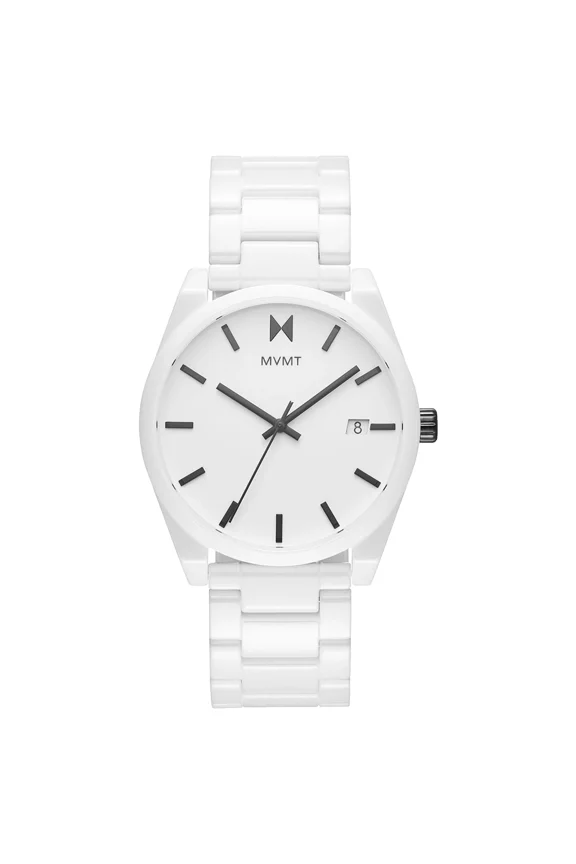 Element 28000121 White Dial & Leather Strap Quartz 43mm Mens Watch