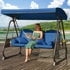 Mvpipi 3 Seat Outdoor Porch Patio Swing with Canopy,Outdoor Swing for Adults,3 in 1 Convertible Swing Bed with Thickened Cushions & Cup Holders for Backyard, Porch, Garden,Triangle Style(Blue)