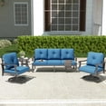 thumbnail image 1 of Mvpipi 4 Piece Aluminum Patio Furniture Set, Metal Outdoor Conversation Set w/3-Seat Sofa, 2 Rocking Swivel Chairs, Side Table, Patio Bistro Set w/5" Thickened Cushions for Backyard, Poolside, Blue, 1 of 1