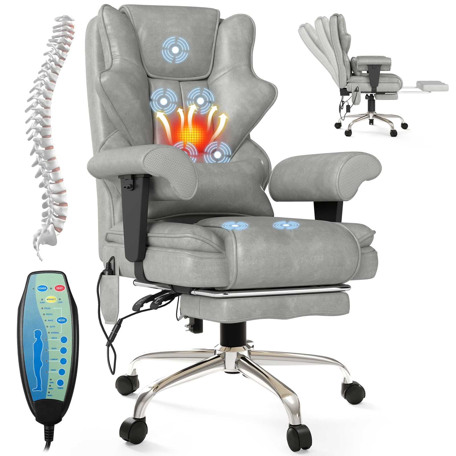 Mvpipi 7-Point Massage Office Chair,Heated Manageral Chair,Ergonomic ...