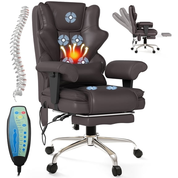 Mvpipi 7-Point Massage and Heated Executive Chair 7-Point Massage and Heated Executive Chair, Brown