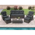thumbnail image 1 of Mvpipi Outdoor Patio Furniture Set with Swivel Chairs and Ottoman, 6 Pieces All-Weather Wicker Patio Conversation Sets with Sofa and Coffee Table for Backyard, Porch, Balcony, Gray, 1 of 9
