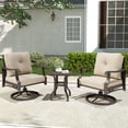 thumbnail image 1 of Mvpipi Outdoor Swivel Rocker Chairs, 3 Piece Metal Patio Rocking Chair w/Coffee Table, Aluminum Patio Bistro Furniture Set with 5" Thickened Cushions for Porch, Backyard, Balcony, Beige, 1 of 1