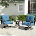 thumbnail image 1 of Mvpipi Outdoor Swivel Rocker Chairs, 3 Piece Metal Patio Rocking Chair w/Coffee Table, Aluminum Patio Bistro Furniture Set with 5" Thickened Cushions for Porch, Backyard, Balcony, Blue, 1 of 6