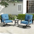thumbnail image 1 of Mvpipi Outdoor Swivel Rocker Chairs, 3 Piece Metal Patio Rocking Chair w/Coffee Table, Aluminum Patio Bistro Furniture Set with 5" Thickened Cushions for Porch, Backyard, Balcony, Blue, 1 of 1