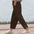 thumbnail image 1 of Mwjwdo 2025 Linen Pants Big Girls High Waist Elastic Drawstring Lounge Trousers Kids Casual Lightweight Side Split Summer Beach Pants Brown 8 Years, 1 of 6