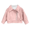 thumbnail image 1 of Mwjwdo Baby Boys Girls PU Faux Leather Lapel Jacket Zipper Outerwear Coat Motorcycle Faux Pu Coats Fall Outerwear Pink 140, 1 of 8