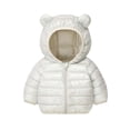thumbnail image 1 of Mwjwdo Baby Boys Hooded Down Jacket Toddler Boys Girls Light Puffer Padded Jacket Bear Hoods Infant Warm Winter Coat White 5 Years, 1 of 5