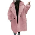 thumbnail image 1 of Mwjwdo Baby Girls Faux Fur Teddy Long Coat Toddler Kids Winter Sherpa Jackets Fuzzy Cardigan Warm Outwear Clothes Pink 3 Years, 1 of 3