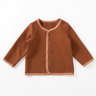 Mwjwdo Baby Long Sleeve Thermal Cardigan Sweater, Organic Merino Wool, Boys and Girls Sizes Newborn - 4 Years