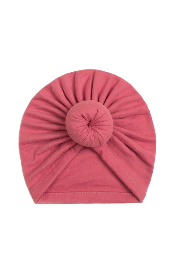 Baby Twisted Turban Hat Gathered Side Panels Lightweight Soft Cut for Indoor Playdates Red