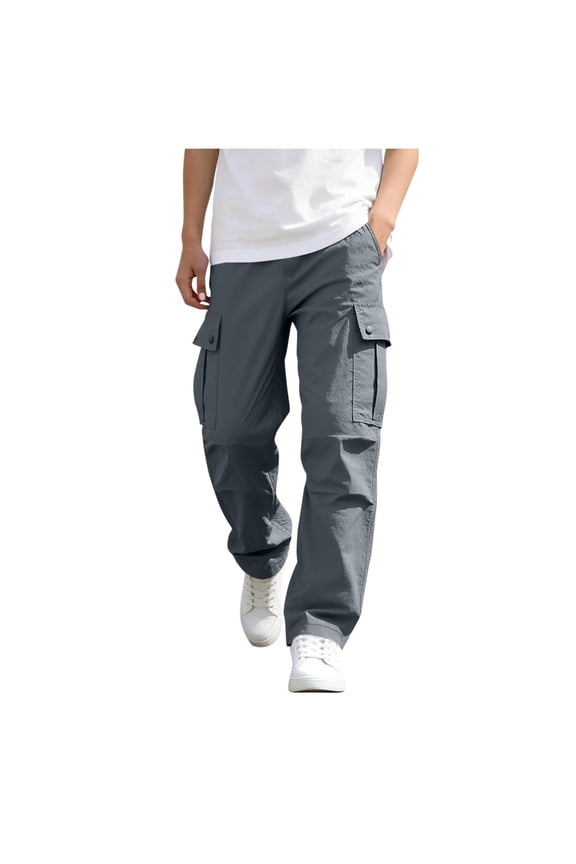 Big Kids Boys & Girls Waterproof Functional Cargo Pants, Retractable Leg Straight Trousers, Breathable Outdoor Pants Dark Gray 7 Years