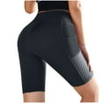 thumbnail image 1 of Mwjwdo Biker Shorts Women Tummy Control with Pockets High Waisted Yoga Running Workout Yoga Spandex Compression Shorts Black S, 1 of 6