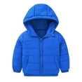 thumbnail image 1 of Mwjwdo Boys Girls Kids Hooded with Pockets Solid Color Short Cotton Jacket Coat for Babies Girls Winter Baby Boys Snowsuit Blue 7 Years, 1 of 6