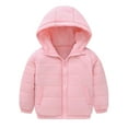 thumbnail image 1 of Mwjwdo Boys Girls Kids Hooded with Pockets Solid Color Short Cotton Jacket Coat for Babies Girls Winter Baby Boys Snowsuit Pink 7 Years, 1 of 6