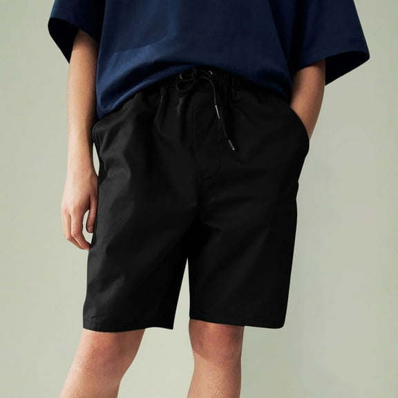 Mwjwdo Boys Shorts Summer Kids Casual Shorts Drawstring Athletic Short Classic Elastic Waist Short Fashion WorkoutShorts Black 140