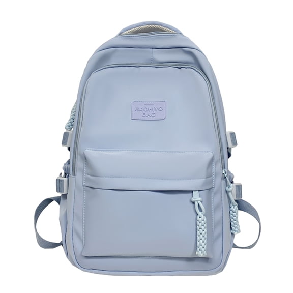 Mwjwdo Classic Solid Color Casual Daily Backpack, Lightweight Multi-Pocket Student School Book Bag for Outdoor Travel Blue