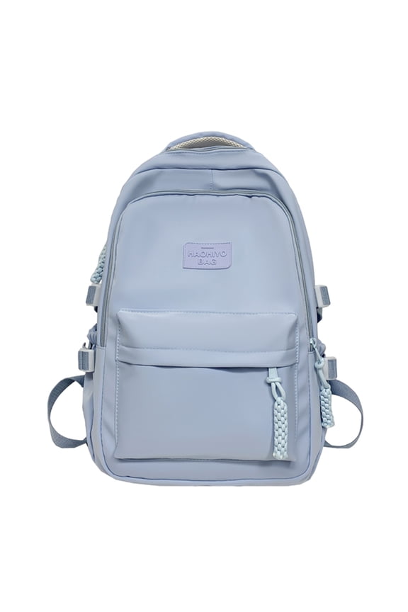 Classic Solid Color Casual Daily Backpack, Lightweight Multi-Pocket Student School Book Bag for Outdoor Travel Blue
