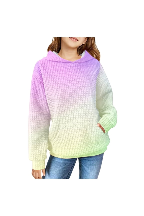 Cute Hoodies for Teen Girls Trendy Preppy Waffle Hooded Sweatshirts Oversized Long Sleeve Sweater Tween Girl Clothes Green 110