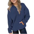 thumbnail image 1 of Mwjwdo Cute Pullover Hoodies for Teen Girls Oversized Fall Trendy 2025 Women Hoodie Fleece Lined Preppy Clothes Outwear Loungewear Navy 5 Years, 1 of 9