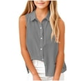 thumbnail image 1 of Mwjwdo Deals Girls Cotton Linen Shirt Sleeveless Button Up Lapel Collar Solid Color Tank Tops Fashion Casual Boho Vacation Tshirts Gray 5 Years, 1 of 7