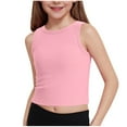thumbnail image 1 of Mwjwdo Girls Tank Tops Kids Athletic Tank Ribbed Knit High Neck Crop Tops for Gym Yoga Basic Seamless Ribbed Tops Pink 12 Years, 1 of 8