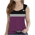 thumbnail image 1 of Mwjwdo Deals Womens Sexy Crewneck O Ring Shoulder Tank Tops Summer Beach Vacation T Shirts Color Block Sleeveless Tops Blouses Purple 170, 1 of 4