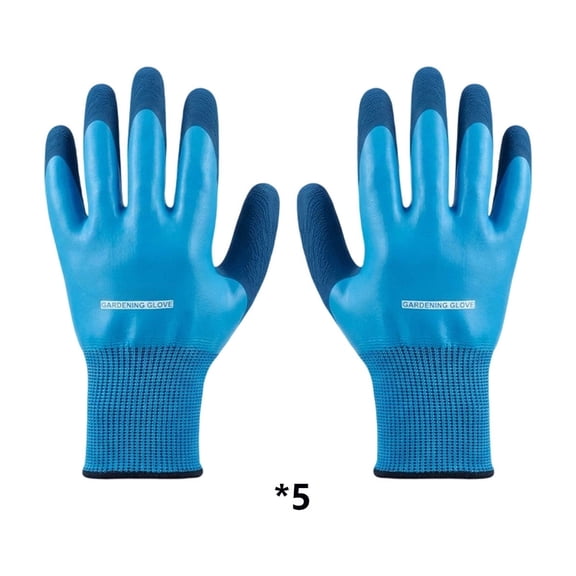Mwjwdo Garden Work Gloves Dipped Stretch Cuff Dotted Anti-Slip Grip Palm Flexible For Foliage Tending Blue