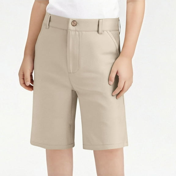 Mwjwdo Girls Bermuda Shorts Trendy 2025 Casual Summer High Waisted Chino Shorts Solid Straight Leg Hiking Vacation Outfits Beige 7-8 Years