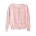 thumbnail image 1 of Mwjwdo Girls' Cardigan Long Sleeve Shrug Sweater for Kids Cotton Cropped Uniform Knit Outerwear Heart Pattern Hollowed Coat Pink 7 Years, 1 of 5