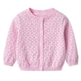 thumbnail image 1 of Mwjwdo Girls' Cardigans Lace Knit Button Front Sweater Long Sleeve Button Cardigans Summer Fall Outerwear Clothes School Uniforms Pink 1 Years, 1 of 6