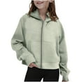 thumbnail image 1 of Mwjwdo Girls Hooded Sweatshirts Casual Long Sleeve Zipper Open Front Hoodies Jacket Tops Teens Girls Clothes with Pockets Gray 130, 1 of 7