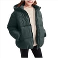 thumbnail image 1 of Mwjwdo Girls Hooded Warm Parka Oversized Lightweight Down Coat Long Sleeve Zip Packable Short Puffer Jackets Green 140, 1 of 6