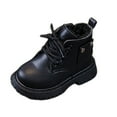 thumbnail image 1 of Mwjwdo Girls Leather Shoes Children's Warm Leather Boots Thickened Snow Boots Ankle Boots Casual Fashion Footwear for Little Kids Winter Wear Black 1-1.5Years, 1 of 5