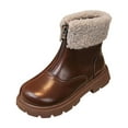thumbnail image 1 of Mwjwdo Girls Leather Shoes Short Boots British-style Casual Soft Comfortable for Winter Indoor Outdoor Little Kids Big Kids Brown 8-8.5Years, 1 of 4