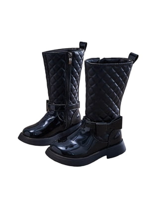 Girls' Mid Calf Boots High Top Stylish Casual Fashion Long Boots for Winter Comfortable Soft Material Ideal for Little Kids School Outdoor Activities Black 29