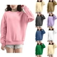 thumbnail image 1 of Mwjwdo Girls Oversized Crewneck Sweatshirts Kids Fashion Fleece Drop Shoulder Long Sleeve Sports Pullover 5-14 Years Beige 5 Years, 1 of 4