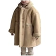 thumbnail image 1 of Mwjwdo Girls Padded Cotton Jacket with Faux Fur Fleece Lined Parka Kids Winter Thick Warm Coat Button up Outerwear for Kids Khaki 6 Years, 1 of 4