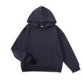thumbnail image 1 of Mwjwdo Girls Solid Basic Fleece Letter Loose Hoodie Sweatshirt Kids Long Sleeve Kangaroo Pocket Drop Shoulder Pullovers Top Navy 11-12Years, 1 of 3