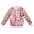 thumbnail image 1 of Mwjwdo Girls Sparkle Sequin Bomber Jacket Kids Toddler Glitter Shiny Zip Up Metallic Coat Hip Hop Jazz Outwear for Carnival Pink L, 1 of 4