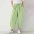 thumbnail image 1 of Mwjwdo Girls Summer Drawstring High Waisted Baggy Pants Kids Summer Casual Ankle Length Trouser Slacks with Pockets Green 12 Years, 1 of 8