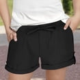 thumbnail image 1 of Mwjwdo Girls Summer Shorts Casual Kids Comfy Elastic Waist Athletic Running Roll-Up Shorts with Pockets for 3-13 Years Black 160, 1 of 7