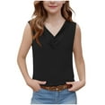 thumbnail image 1 of Mwjwdo Girls V-Neck Tank Tops Summer Sleeveless Tunic Shirts Children's Solid Color Casual Button Cotton Vest Black 7 Years, 1 of 7