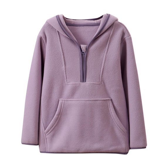 Mwjwdo Girls Zip Up Coral Fleece Warm Jacket,Kids Fall Long Sleeve Sweatshirts Outerwear with Pockets 2-15 years