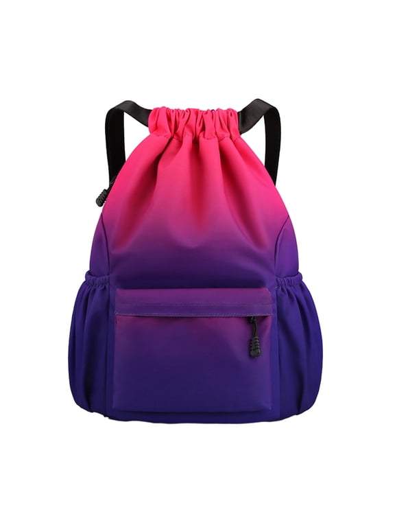 Gradient Drawstring Sack Backpack, Lightweight Water Resistant Basketball Soccer Sport Gym Cinch Bag for Outdoor Workout Red