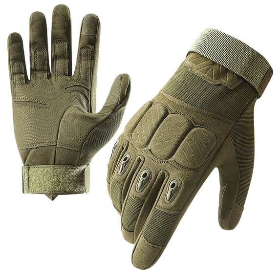 Mwjwdo Hiking Gloves Padded Knuckle Guards Breathable Non-Slip Stretch Fit For Trail Adventures Green