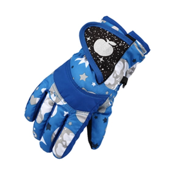 Mwjwdo Kids’ Lined Snow Gloves Geometric Print Drawstring Seal Soft Stretch Loose Fit For Weekend Outings Multicolor
