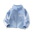 thumbnail image 1 of Mwjwdo Kids' Long Sleeve Hoodless Zip-Up Sweatshirt Jacket Big Kids Pocketed Casual Comfortable Loose Fit Jacket Blue 11 Years, 1 of 5