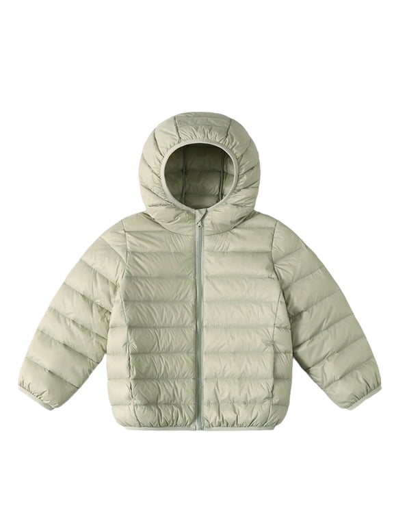 Kids Puffer Jacket Lightweight Packable Down Coat with Hood Warm and Comfy Down-Alternative Warm Coat Green 12 Years